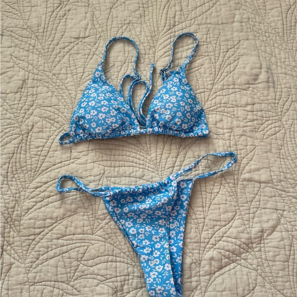 Blue Floral Bikini Set